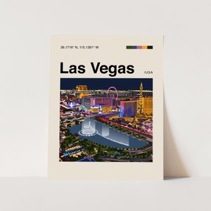Cartel de Las Vegas, Arte de la pared de Las Vegas, Minimalista, Helvética, Moderno de mediados de siglo, Impresión de Las Vegas, Cartel de Las Vegas, Cartel de la noche de Las Vegas, Vegas