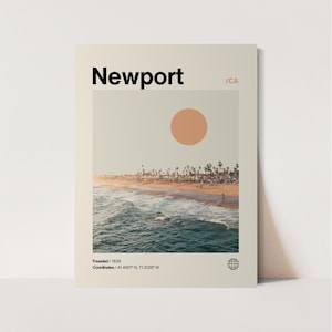 Newport Poster, Minimalist, Helvetica, Mid-Century Modern, Newport Travel Print, Newport Wall Art, Newport California Print, Newport Beach