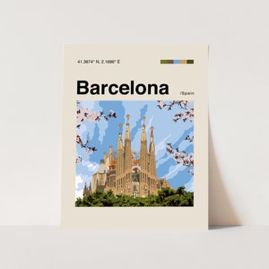 Affiche Barcelone, minimaliste, Helvetica, moderne Mid-Century, impression voyage Barcelone, art mural Barcelone, art Barcelone Espagne, art maison