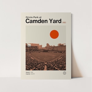 Camden Yard Poster, Orioles Poster, Minimalist, Helvetica, Mid-Century Modern, Baseball Art,  Baseball Stadium Poster, Baltimore Oriole Art
