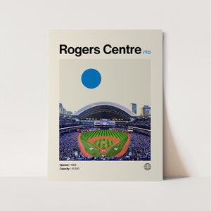 Rogers Centre Poster, Blue Jay Poster, Minimalist, Helvetica, Mid-Century Modern, Baseball Art,  Baseball Stadium Poster, Toronto Blue Jays