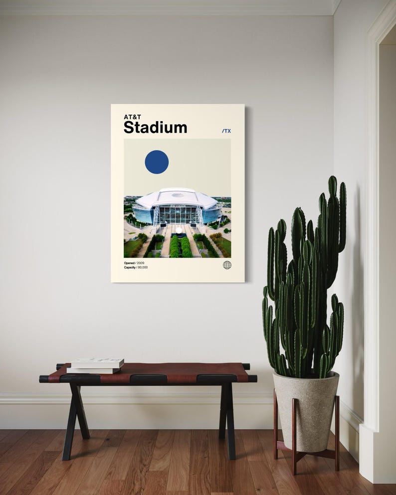 AT&T Stadium Poster, Cowboys Poster, Minimalist, Helvetica, Mid-century ...