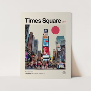 Poster di Times Square, Minimalista, Helvetica, Moderno di metà secolo, Stampa di viaggio di Times Square, Arte della parete di Times Square, Arte di Times Square NYC