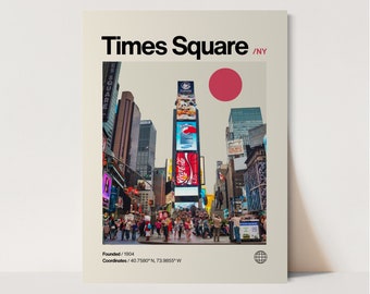 Times Square Poster, Minimalist, Helvetica, Mid-Century Modern, Times Square Travel Print, Times Square Wall Art, Times Square NYC Art
