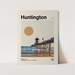 Huntington Poster, Minimalist, Helvetica, Mid-Century Modern, Huntington California Art, Huntington Wall Art, Huntington California Print