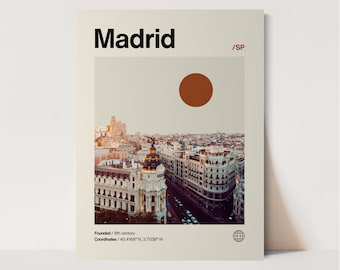 Madrid Poster, Minimalist, Helvetica, Mid-Century Modern, Madrid Travel Print, Madrid Wall Art, Madrid Spain Art, House Art, Madrid Spain