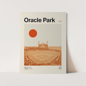 Oracle Park Retro Poster, Giants Poster, Minimalist, Helvetica, Mid-Century Modern, Baseball Art,  Baseball Stadium Poster, San Fran Giants