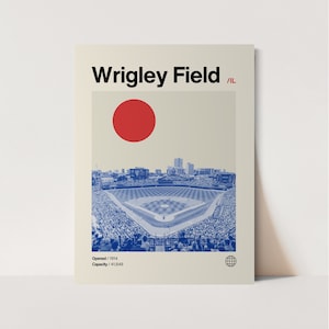 Wrigley Field Poster, Cubs Poster, Minimalist, Helvetica, Mid-Century Modern, Baseball Art,  Baseball Stadium Poster, Chicago Cubs Retro