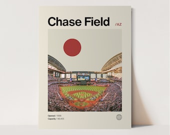 Chase Field Poster, Diamondbacks Poster, Minimalist, Helvetica, Mid-Century Modern, Baseball Art,  Baseball Stadium Poster, Arizona Diamond