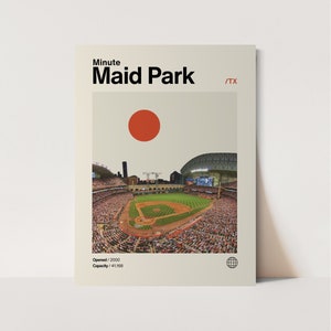 Minute Maid Park Poster, Astros Poster, Minimalist, Helvetica, Mid-Century Modern, Baseball Art,  Baseball Stadium Poster, Houston Astros