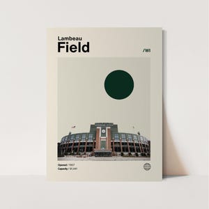 Lambeau Field Poster, Packers Poster, Minimalistisch, Helvetica, Mid-Century Modern, Football Art, Stadion Poster