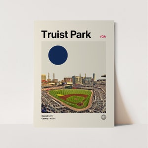 Truist Park Poster, Braves Poster, Minimalist, Helvetica, Mid-Century Modern, Baseball Art,  Baseball Stadium Poster, Atlanta Braves Poster