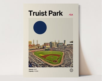 Truist Park Poster, Braves Poster, Minimalist, Helvetica, Mid-Century Modern, Baseball Art,  Baseball Stadium Poster, Atlanta Braves Poster