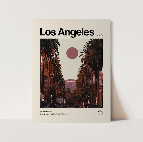 Los Angeles Poster, Minimalist, Helvetica, Mid-Century Modern, Los Angeles Travel Print, Los Angeles Wall Art, Los Angeles Hollywood Print
