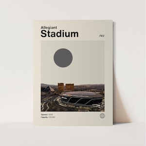 Allegiant Stadium Poster, Raiders Poster, Minimalist, Helvetica, Mid-Century Modern, Football Art,  Football Stadium Poster
