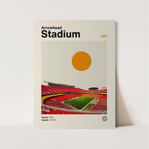 Arrowhead Stadium Poster, Chiefs Poster, Minimalist, Helvetica, Mid-Century Modern, Football Art,  Football Stadium Poster