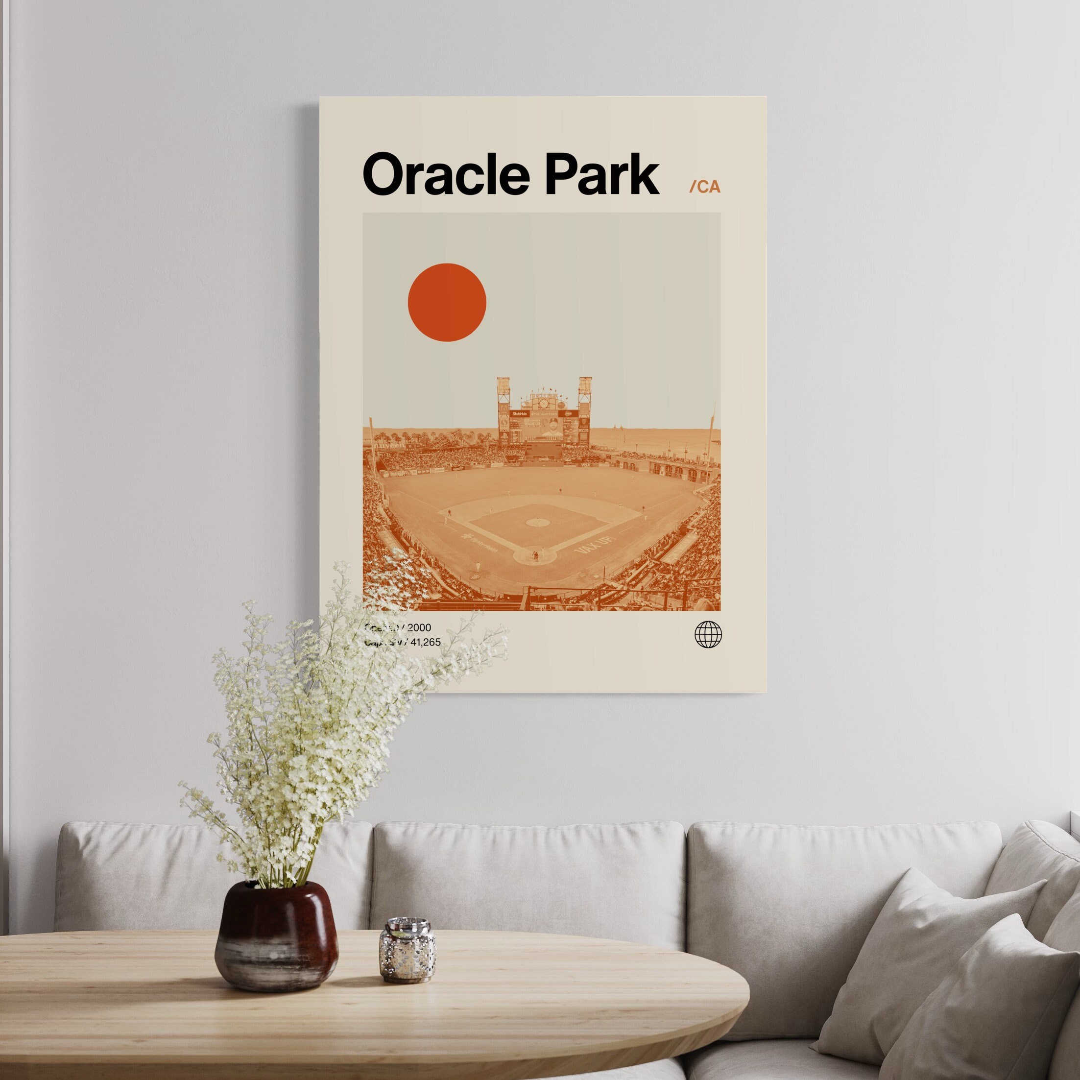 Oracle Park Retro Poster, Giants Poster, Minimalist, Helvetica, Mid ...