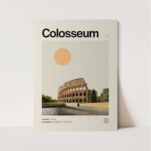 Colosseum Poster, Minimalist, Helvetica, Mid-Century Modern, Colosseum Travel Print, Colosseum Wall Art, Colosseum Rome Art, House Art, Rome