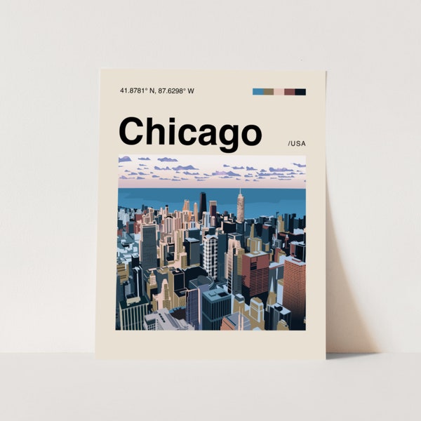 Chicago Poster, Minimalist, Helvetica, Mid-Century Modern, Chicago Travel Print, Chicago Art, Chicago Wall Art, Chicago House Art