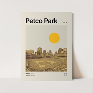Petco Park Poster, Padres Poster, Minimalist, Helvetica, Mid-Century Modern, Baseball Art,  Baseball Stadium Poster, San Diego Retro Poster