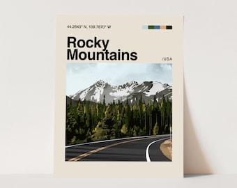 Rocky Mountain Poster, Minimalistisch, Helvetica, Mid-Century Modern, Rocky Mountain Reisedruck, Rocky Mountain Wandkunst, Rockies Kunst