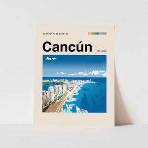 Cancun Poster, Minimalist, Helvetica, Mid-Century Modern, Cancun Travel Print, Cancun Wall Art, Cancun Mexico Print, Modern Cancun Poster