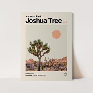 Poster di Joshua Tree, minimalista, Helvetica, moderno di metà secolo, stampa di viaggio di Joshua Tree, arte murale di Joshua Tree, parco nazionale di Joshua Tree