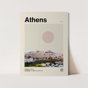 Athens Poster, Minimalist, Helvetica, Mid-Century Modern, Athens Travel Print, Greece Poster, Athens Wall Art, Athens Greece Print, Greece