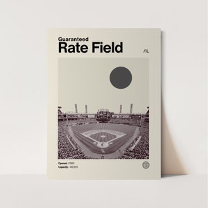 Garantierte Raten Retro Poster, White Sox Poster, minimalistisch, Helvetica, Mid-Century Modern, Baseball Kunst, Baseball Stadion Poster