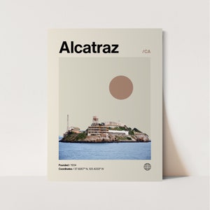 Alcatraz Poster, Minimalist, Helvetica, Mid-Century Modern, Alcatraz Travel Print, Alcatraz Wall Art, Alcatraz Art, San Francisco Art