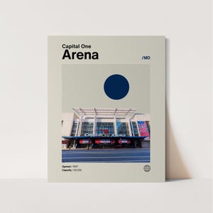 Capital One  Arena Poster, Wizards Poster, Minimalist, Helvetica, Mid-Century Modern, Basketball Art,  NBA, Washington DC Wizards, NBA Print
