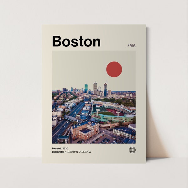 Boston Poster, Minimalist, Helvetica, Mid-Century Modern, Boston Travel Print, Boston Wall Art, Boston Art, Boston Download Print, Boston MA