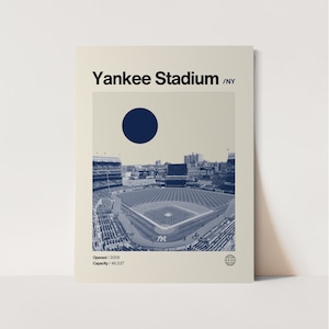 Yankee Stadium Poster, Yankee Poster, Minimalist, Helvetica, Mid-Century Modern, Baseball Art,  Baseball Stadium Poster. New York Yankee Art