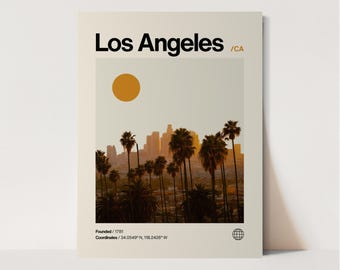 Los Angeles Poster, Minimalist, Helvetica, Mid-Century Modern, Los Angeles Travel Print, Los Angeles Wall Art, Los Angeles California Print