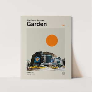 Madison Square Garden Poster, Knicks Poster, Minimalist, Helvetica, Mid-Century Modern, Basketball Art,  NBA,  New York Knicks. NYC Arena