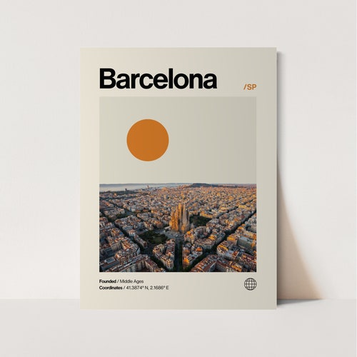 Barcelona Poster, Minimalist, Helvetica, Mid-Century Modern, Barcelona Travel Print, Barcelona Wall Art, Barcelona Spain Art, House Art