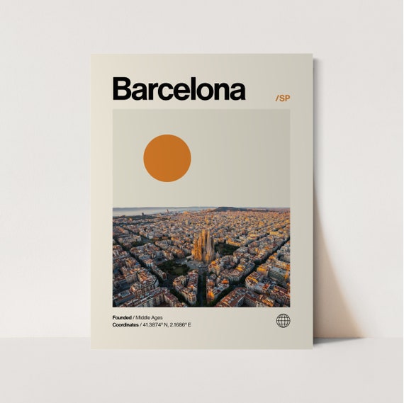 Barcelona Poster, Minimalist, Helvetica, Mid-Century Modern, Barcelona Travel Print, Barcelona Wall Art, Barcelona Spain Art, House Art