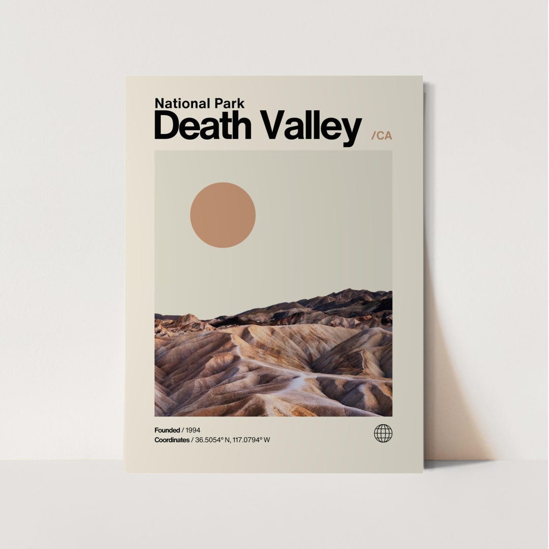 Death Valley Poster, Minimalist, Helvetica, Mid-century Modern, Death ...
