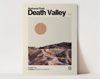 Death Valley Poster, Minimalistisch, Helvetica, Mid-Century Modern, Death Valley Reisedruck, Death Valley Wandkunst, Death Valley Druck