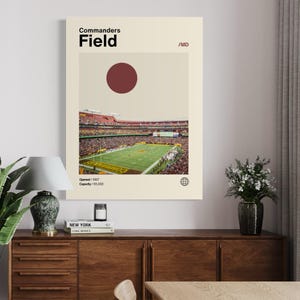 Washington Commanders Stadium Poster, Commanders Poster, Minimalist, Helvetica, Mid-Century Modern, Football Art,  Football Stadium Poster