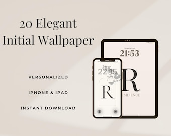 Elegant Initial R Wallpaper Pack, 20 Personalized Neutral Backgrounds for iPhone & iPad, Instant Download
