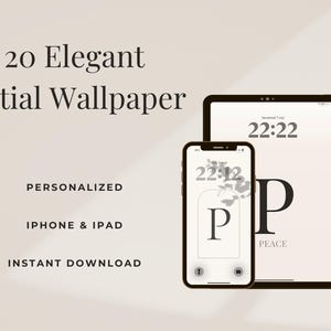 Elegante pacchetto di sfondi con l'iniziale P, 20 sfondi neutri personalizzati per iPhone e iPad, download immediato.