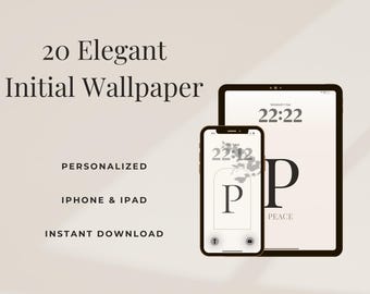 Elegant Initial P Wallpaper Pack, 20 Personalized Neutral Backgrounds for iPhone & iPad, Instant Download