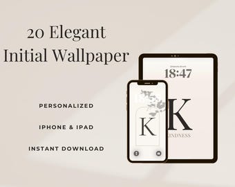 Elegant Initial K Wallpaper Pack, 20 Personalized Neutral Backgrounds for iPhone & iPad, Instant Download