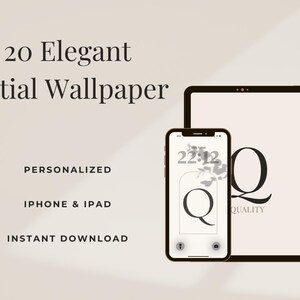 Elegante pacchetto di sfondi con l'iniziale Q, 20 sfondi neutri personalizzati per iPhone e iPad, download immediato.