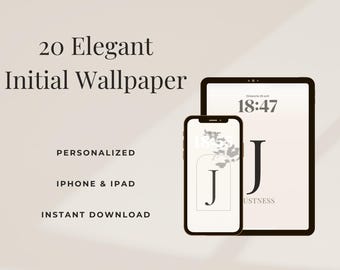 Elegant Initial J Wallpaper Pack, 20 Personalized Neutral Backgrounds for iPhone & iPad, Instant Download