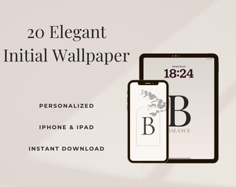 Elegant Initial B Wallpaper Pack, 20 Personalized Neutral Backgrounds for iPhone & iPad, Instant Download