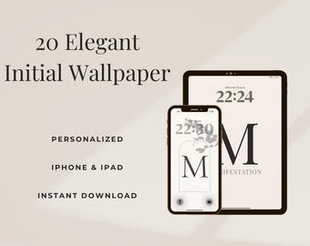 Elegant Initial M Wallpaper Pack, 20 Personalized Neutral Backgrounds for iPhone & iPad, Instant Download