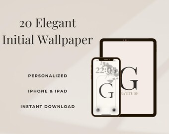 Paquete de fondos de pantalla elegantes con la inicial G, 20 fondos neutros personalizados para iPhone y iPad, descarga instantánea.