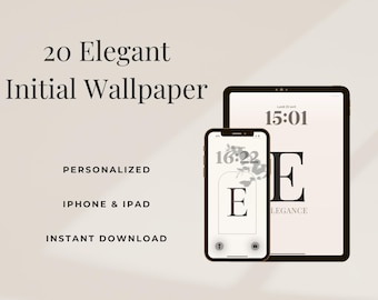 Paquete de fondos de pantalla elegantes con la inicial E, 20 fondos neutros personalizados para iPhone y iPad, descarga instantánea.